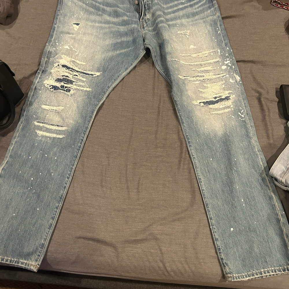 Polo by Ralph Lauren Light Blue Distressed Slim Straight Jeans